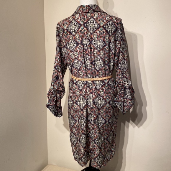KUT from the kloth print long sleeved shirt dress with v neck and pockets - Picture 10 of 12
